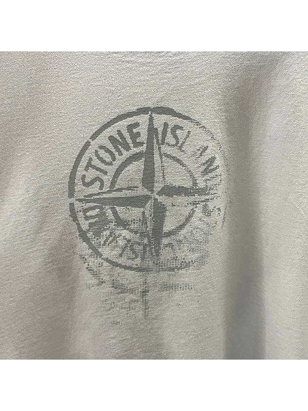 Men's Logo Print Crew Neck Short Sleeve T-Shirt Grey - STONE ISLAND - BALAAN 6