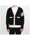 4S Wool Cardigan Black - THOM BROWNE - BALAAN 3