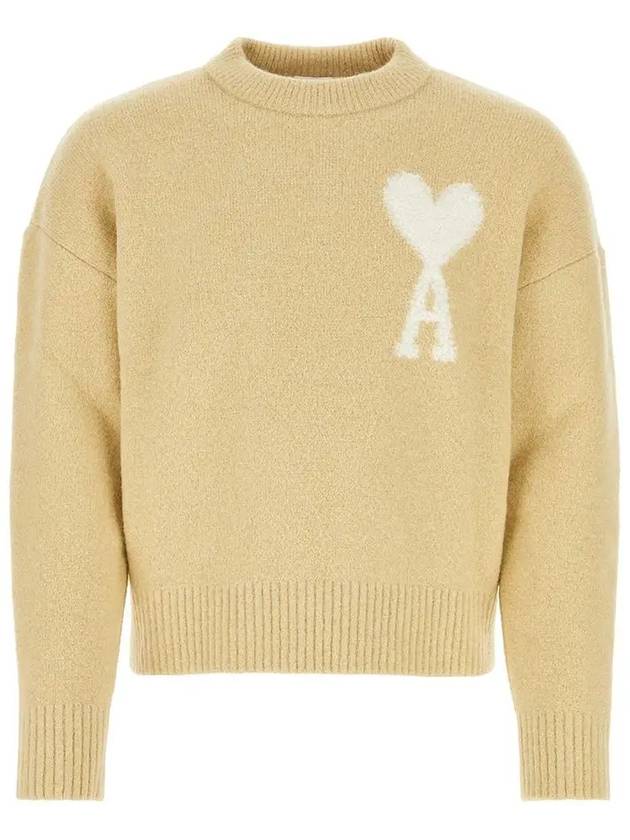 Intarsia Heart Logo Knit Top Vanilla - AMI - BALAAN 2