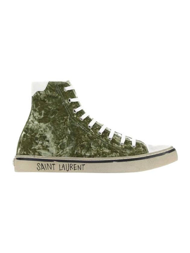 Malibu Velvet High Top Sneakers Green - SAINT LAURENT - BALAAN 1