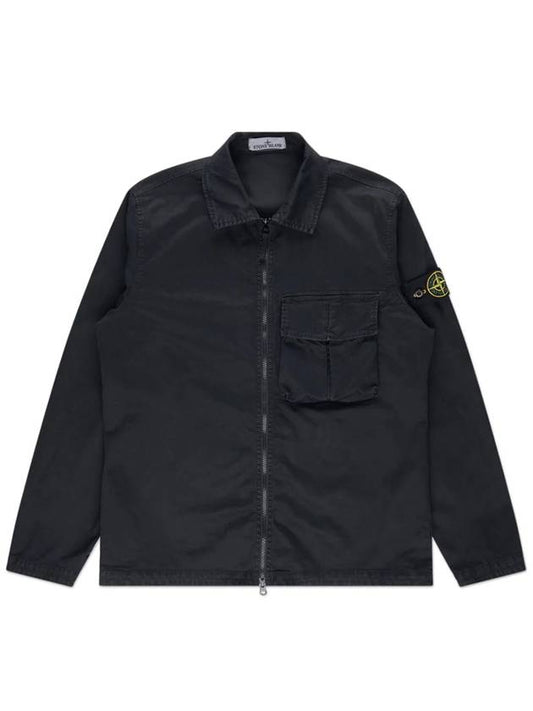 Garment Dyed Stretch Cotton Overshirt Black - STONE ISLAND - BALAAN 2
