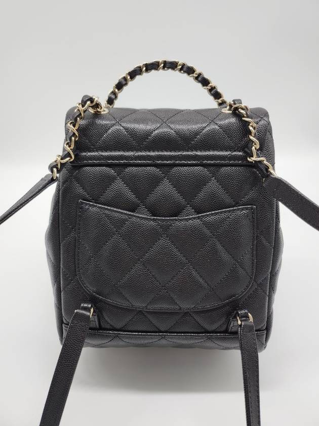 Shiny Grained Calfskin Gold Metal Backpack Black - CHANEL - BALAAN 4