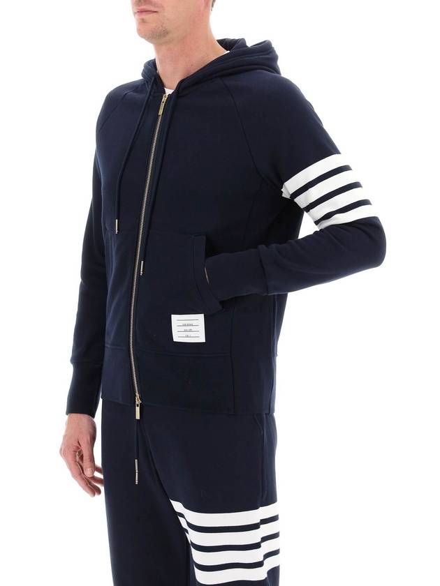 Engineered 4 Bar Diagonal Zip Up Hoodie Navy - THOM BROWNE - BALAAN 5