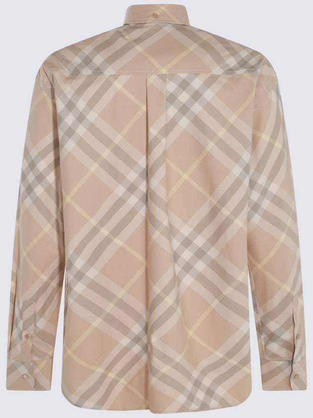 Check Cotton Long Sleeve Shirt Beige - BURBERRY - BALAAN 3