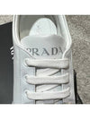 Brushed Leather Low Top Sneakers White Black - PRADA - BALAAN 8