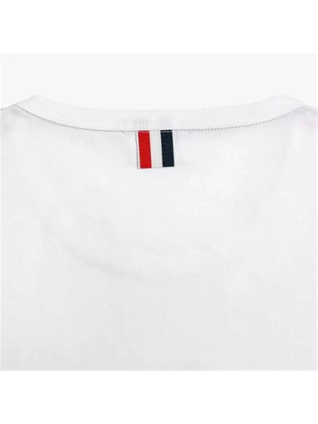 Men's Medium Weight Jersey Tipped Pocket Crewneck Short Sleeve T-Shirt White - THOM BROWNE - BALAAN 5