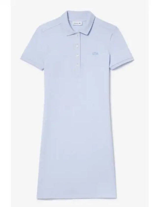 Women's Slim Fit Stretch Cotton Pique Polo Short Dress Light Blue - LACOSTE - BALAAN 2