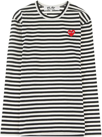 AZ-T164-051-1 Black and White Stripe Red Waffen Border Tee Black Men's Long Sleeve T-Shirt TS - COMME DES GARCONS - BALAAN 1