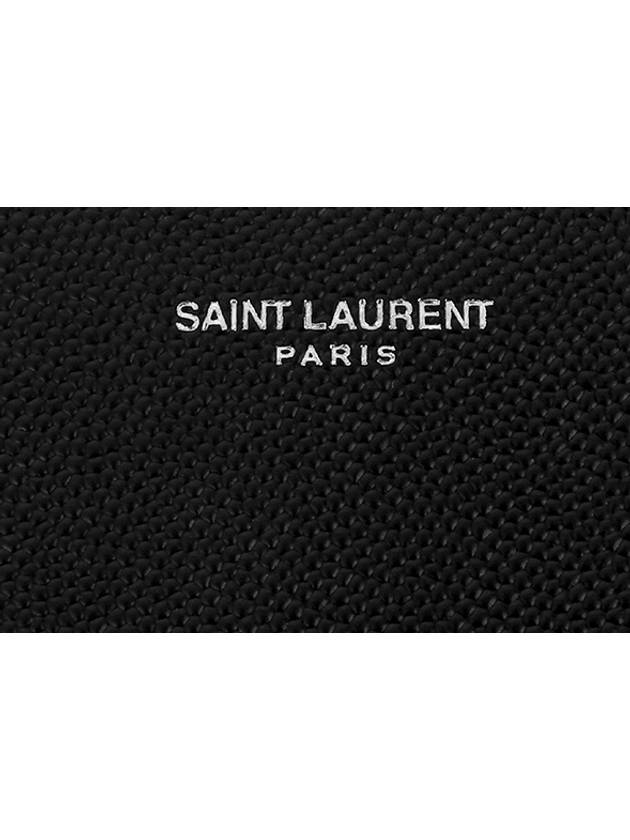 Classic Logo Textured Leather Half Wallet Black - SAINT LAURENT - BALAAN 5