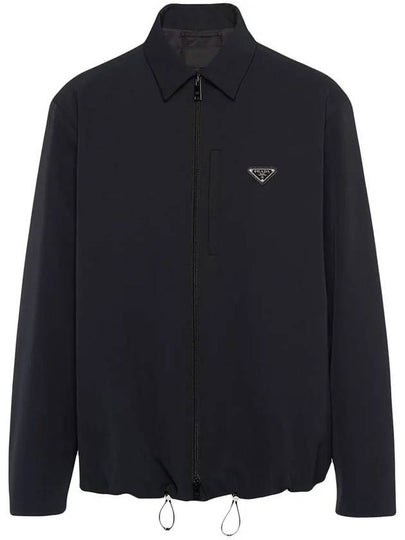 Triangle Logo Shirt Zip Up Jacket Black - PRADA - BALAAN 2