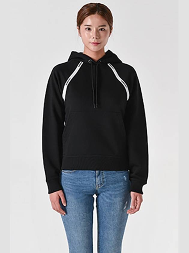 Women's Logo Tape Detail Hooded Top Black - BURBERRY - BALAAN 3