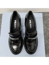 Chocolate Brushed Leather Heeled Loafers Black - PRADA - BALAAN 6