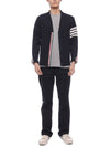 Men's Sustainable Classic Diagonal Wool Cardigan Navy - THOM BROWNE - BALAAN 4