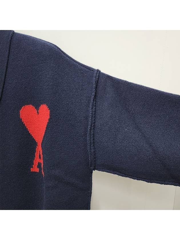 De Coeur Logo Wool Cardigan Night Blue - AMI - BALAAN 7