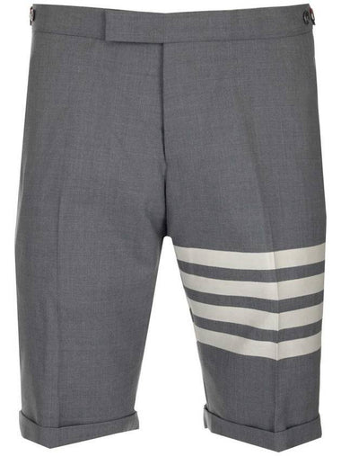 4 Bar Low Rise Cotton Shorts Grey - THOM BROWNE - BALAAN 1