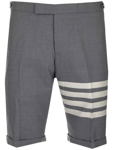 4 Bar Low Rise Cotton Shorts Grey - THOM BROWNE - BALAAN 1