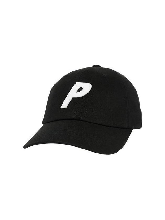 P Logo 6 Panel Ball Cap Black - PALACE - BALAAN 1