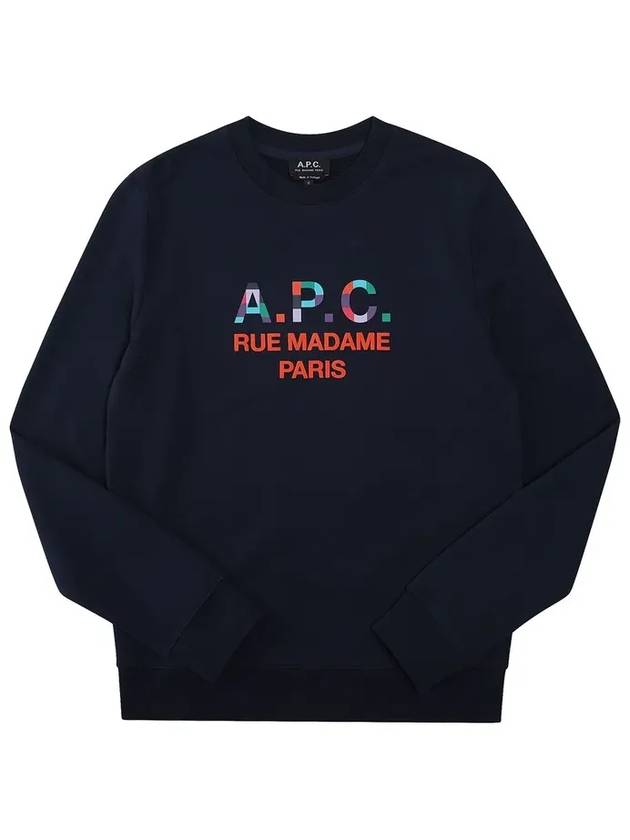 Color Block Logo Sweat Sweatshirt Navy - A.P.C. - BALAAN 6