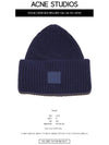 Face Patch Ribbed Wool Beanie Navy - ACNE STUDIOS - BALAAN 3