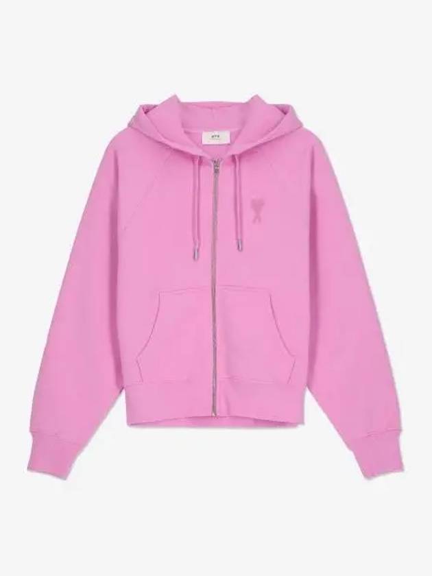 Small Heart Logo Zip Up Hoodie Candy Pink - AMI - BALAAN 2