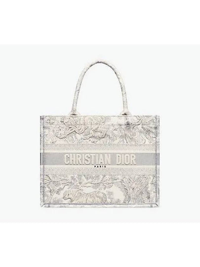 Toile De Jouy Embroidery Medium Book Tote Bag Ecru Grey - DIOR - BALAAN 2