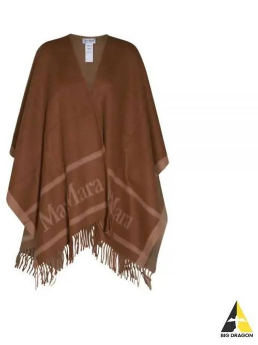 Hilde Logo Print Wool Cape Brown - MAX MARA - BALAAN 2