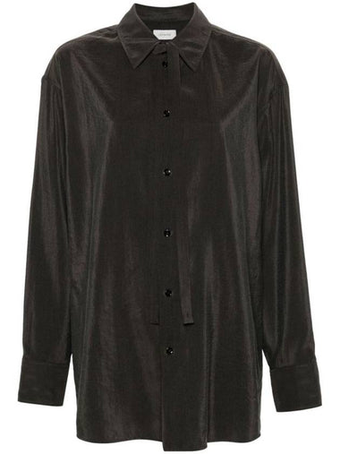 Tie Detail Satin Shirt Dark Espresso - LEMAIRE - BALAAN 1