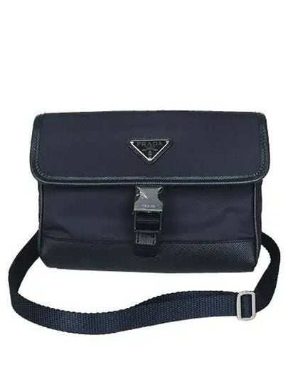 2ZH108 Re Nylon Saffiano Leather Navy Mini Cross Bag - PRADA - BALAAN 2