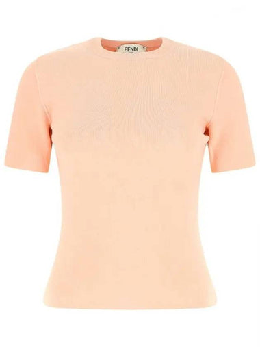 Knit Short Sleeve T-Shirt Pink - FENDI - BALAAN 1