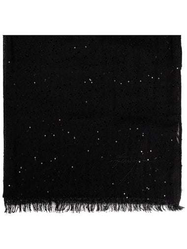 FERRAGAMO Scarf With Shimmering Sequins, Women's, Black - SALVATORE FERRAGAMO - BALAAN 1