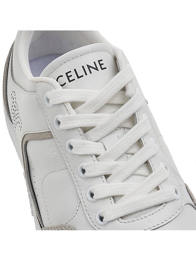 CT 10 Trainer Lace Up Suede Calfskin Low Top Sneakers White - CELINE - BALAAN 9