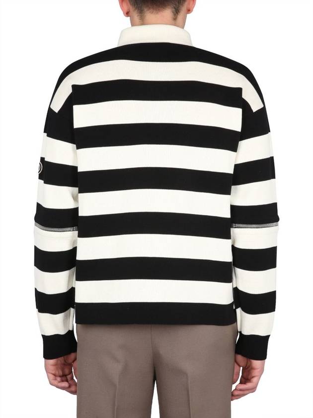 Men's Striped Cotton Polo Shirt Ivory Black - GUCCI - BALAAN 5