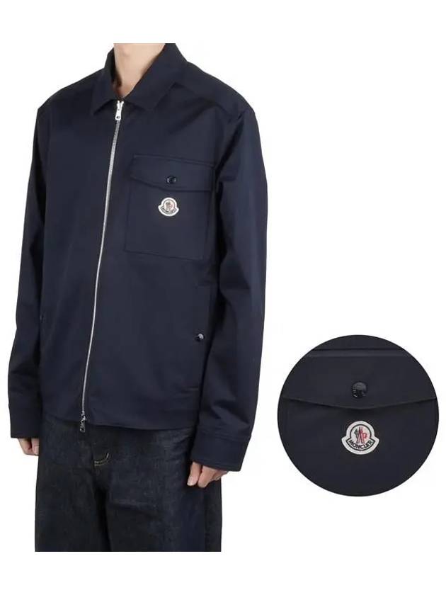 Cotton Gabardine Zip-Up Jacket Navy - MONCLER - BALAAN 2