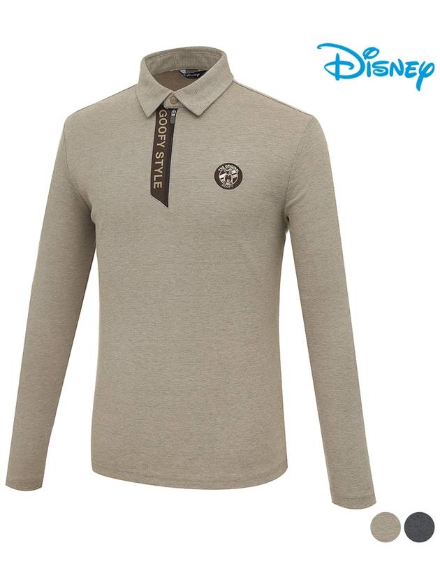 Men s zipper color combination long sleeved collar t shirt DO3MTS007 - DISNEY GOLF - BALAAN 1