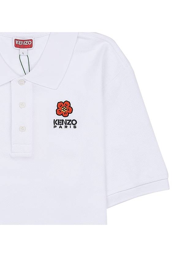 Boke Flower Embroidery Cotton Polo Shirt White - KENZO - BALAAN 8