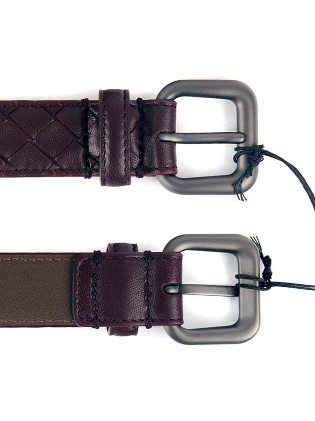 Intrecciato Leather Belt Burgundy - BOTTEGA VENETA - BALAAN 5