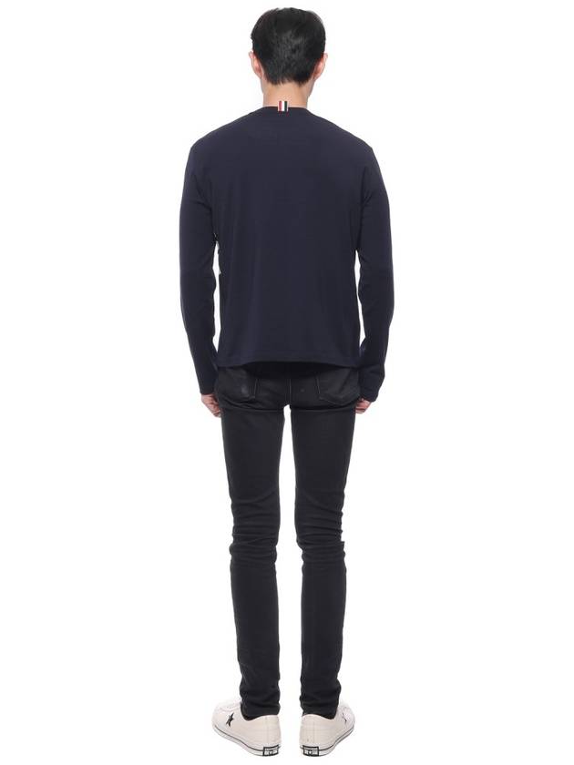 Wool Jersey 4-Bar Long Sleeve T-Shirt Navy - THOM BROWNE - BALAAN 6