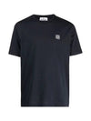 Logo Patch Chest Short Sleeve T-Shirt Navy - STONE ISLAND - BALAAN 3