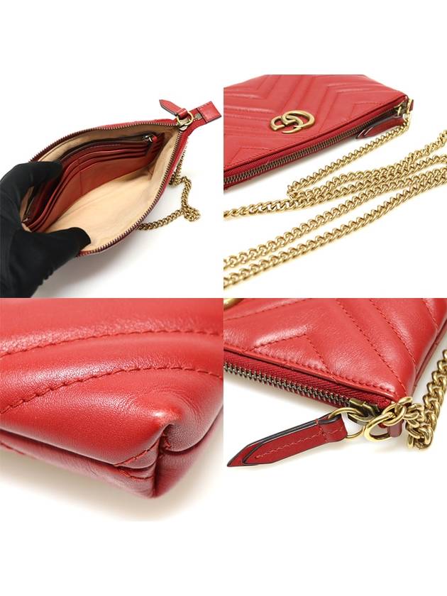 443447 Red matelass gold chain GG Marmont mini cross bag - GUCCI - BALAAN 6