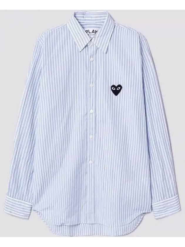 Comme des Gar ons PLAY Black Heart Waffen Logo Striped Shirt Blue AXB0200511 1345801 - COMME DES GARCONS PLAY - BALAAN 1