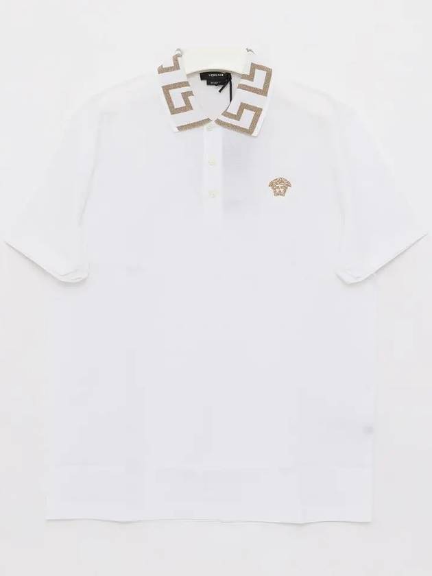 Men's Medusa Greca Short Sleeve Polo Shirt White - VERSACE - BALAAN 4