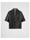 Triangle Logo Nappa Leather Short Sleeve Shirt Black - PRADA - BALAAN 2