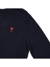 Heart Embroidered Logo Crew Neck Knit Top Navy - AMI - BALAAN 5