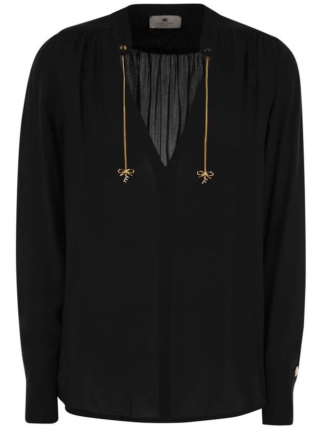 Georgette shirt with charms and logo - ELISABETTA FRANCHI - BALAAN 1