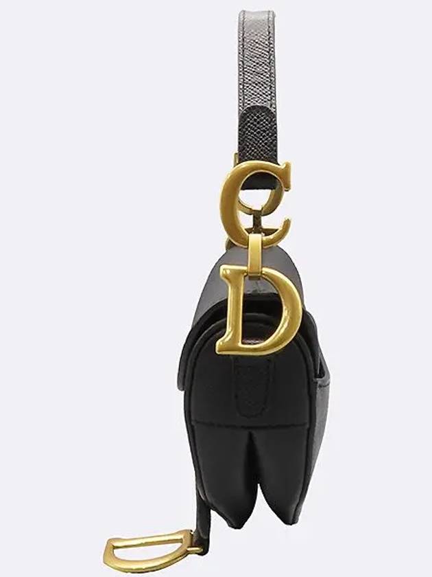 M0447CBAA Black Calfskin Gold Logo Mini Saddle Bag - DIOR - BALAAN 3