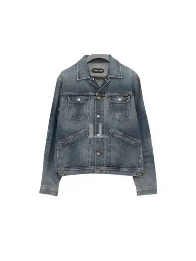 Classic Logo Tab Flap Pocket Denim Jacket Blue - TOM FORD - BALAAN 2