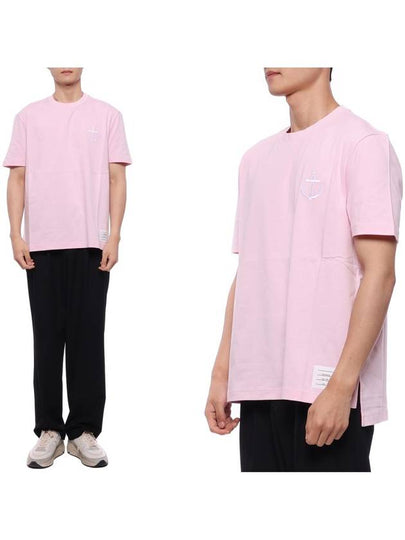 Midweight Jersey Anchor Short Sleeve T-Shirt Pink - THOM BROWNE - BALAAN 2