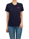 Women's Double Heart Wappen Short Sleeve T-Shirt P1 T225 2 Navy - COMME DES GARCONS PLAY - BALAAN 5