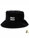 logo embroidered velvet bucket hat black - MIU MIU - BALAAN 2