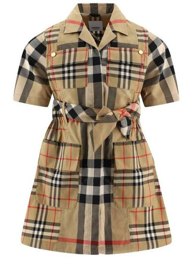 Burberry Girls Archive Beige Check Patchwork Tie-Waist Shirt Dress, Size 6Y - BURBERRY - BALAAN 1